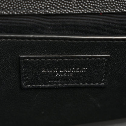 Saint Laurent Grain De Poudre Textured Mixed Matelasse Triquilt Medium Monogram Satchel Black 6 of 11