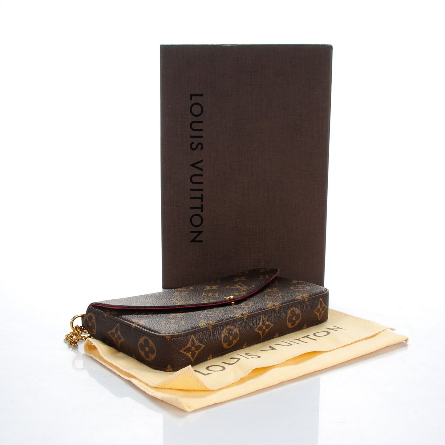 Monogram Pochette Felicie Chain Wallet Fuchsia