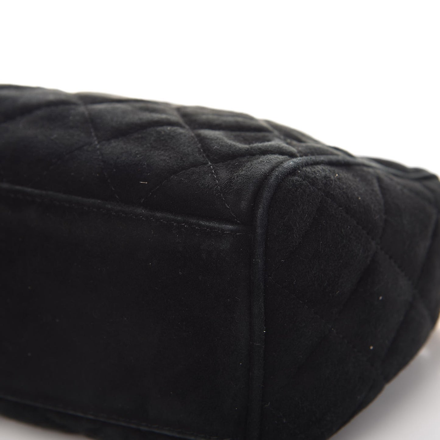 Suede Quilted Camera Case Crossbody Bag Black