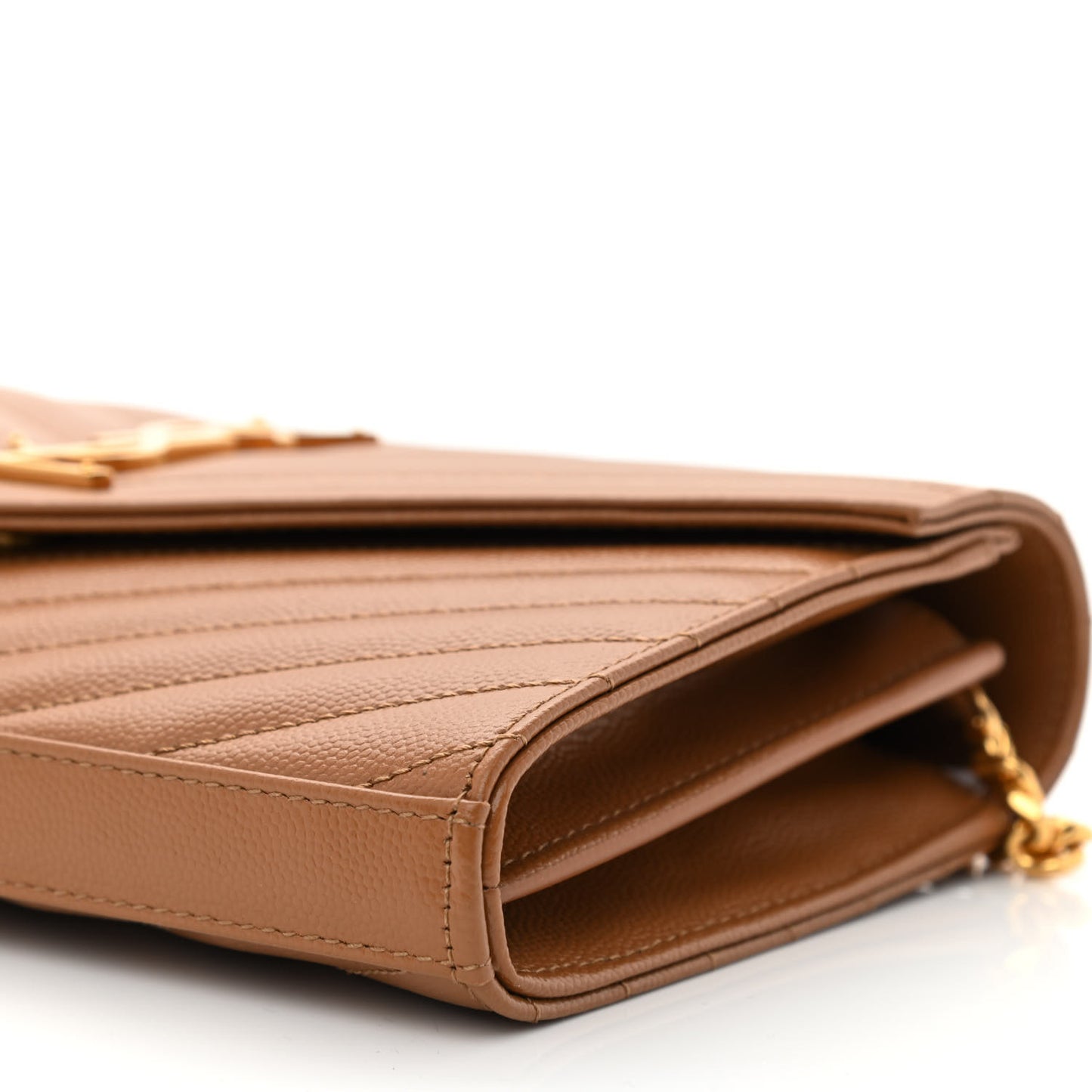 Grain De Poudre Matelasse Chevron Monogram Chain Wallet Dark Natural