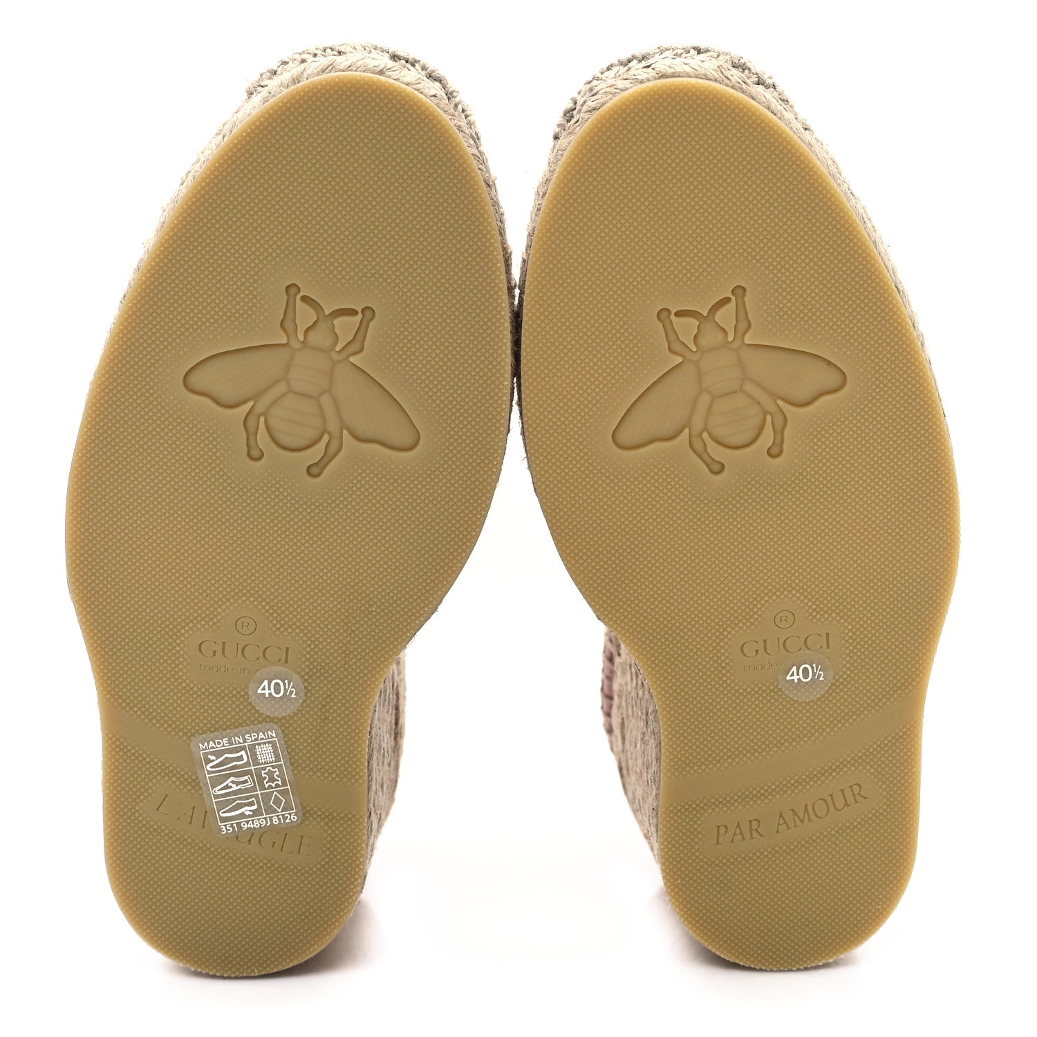 Gucci Canvas Grossgrain Embroidered Judit Ankle Wrap Platform 35/120mm Espadrille Wedges 40.5 White Shell 6 of 10