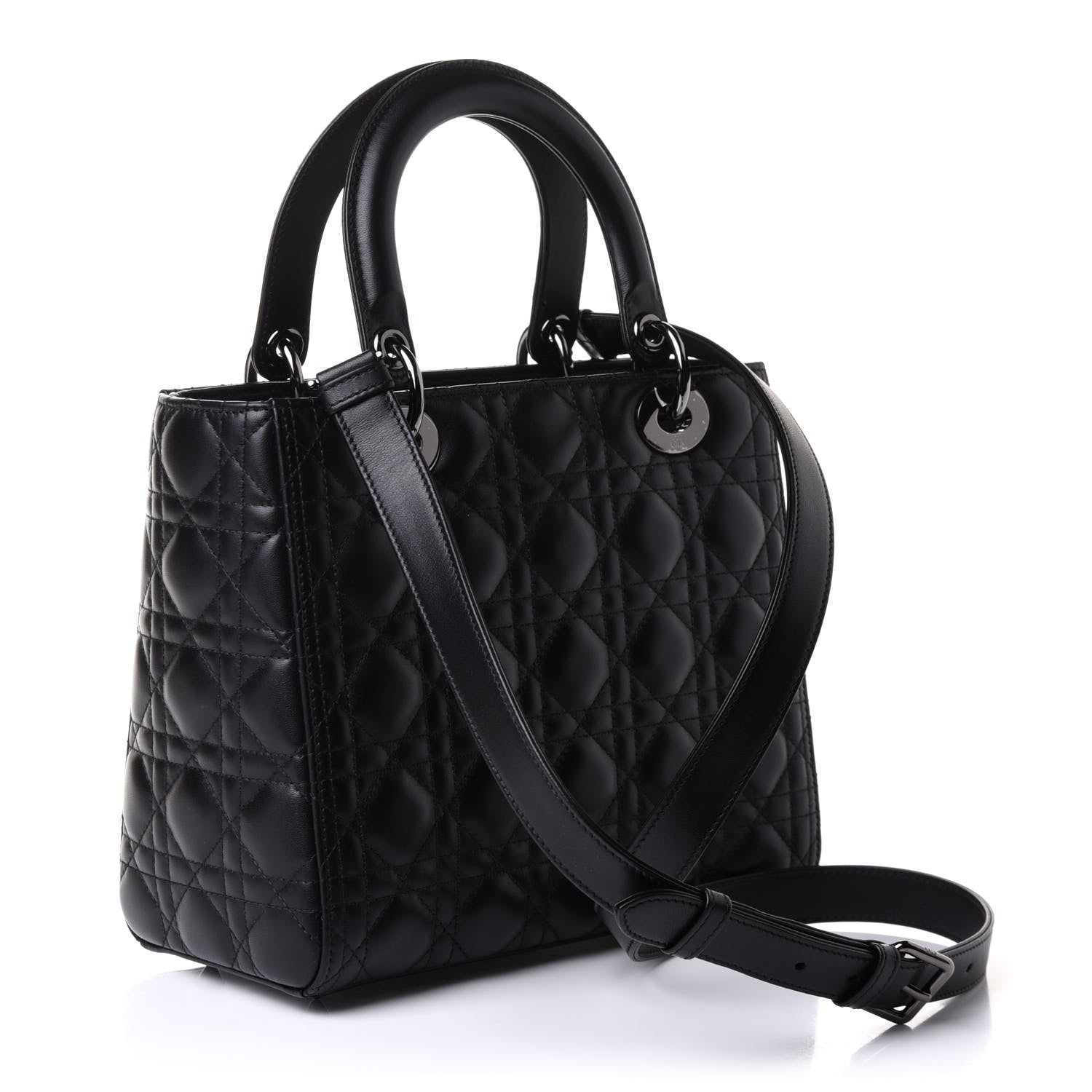Christian Dior Lambskin Cannage Medium Lady Dior Black 3 of 10