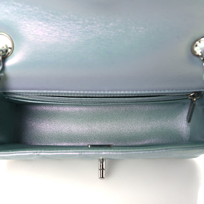 Chanel Iridescent Calfskin Quilted Mini Rectangular Flap Light Blue 5 of 11