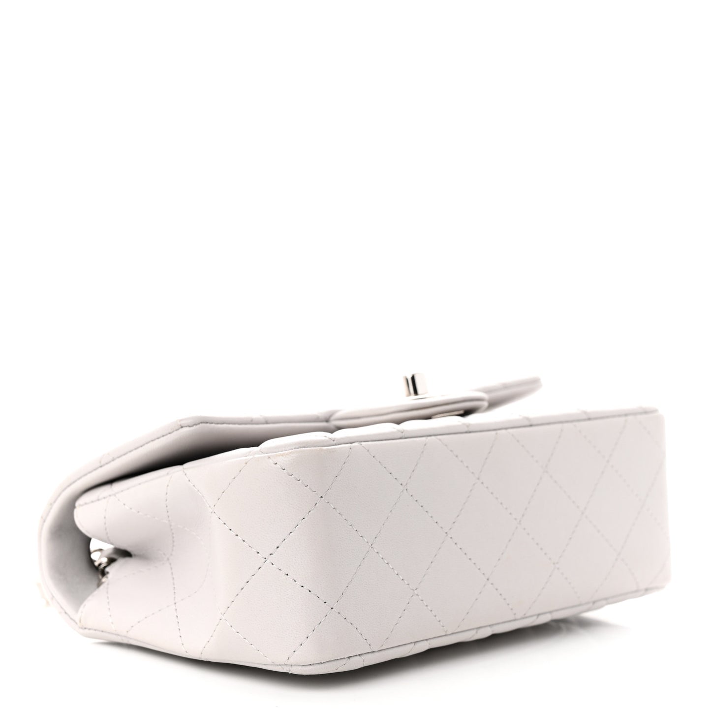 Lambskin Quilted Mini Rectangular Flap Grey