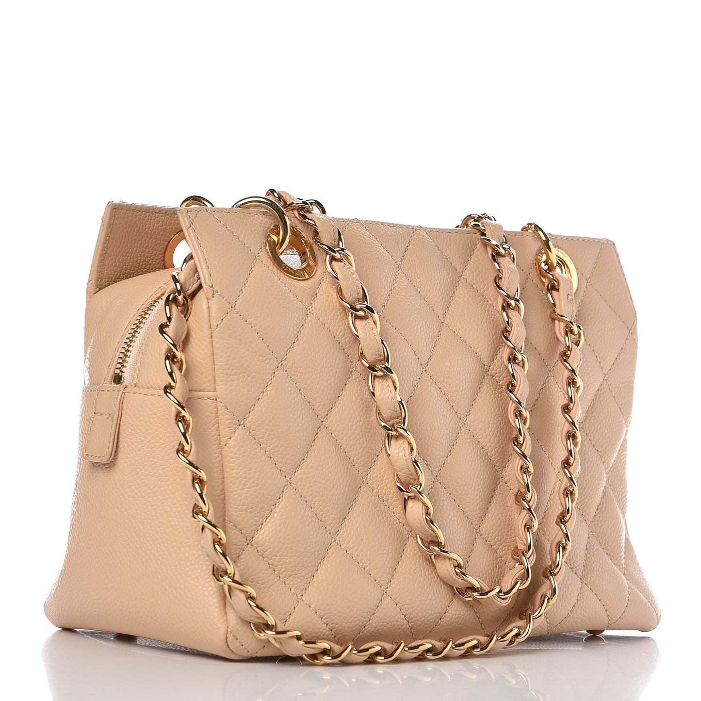 Caviar Quilted Petit Timeless Tote PTT Beige
