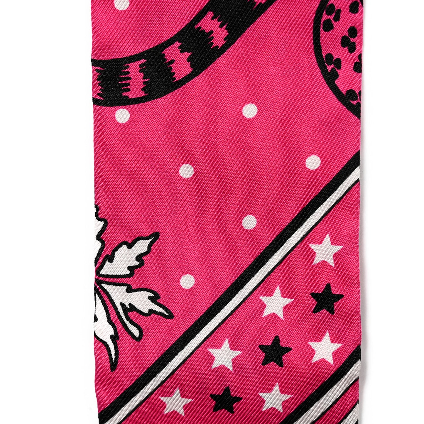 Silk Les Leopards Twilly Rose Vif Black White