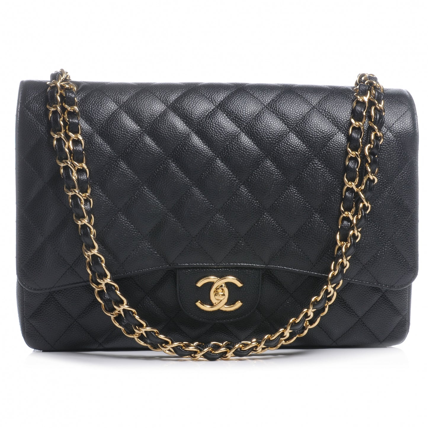 Caviar Quilted Maxi Double Flap Black