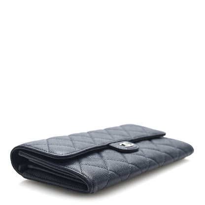Chanel Caviar Quilted Large Gusset Flap Wallet Navy 4 of 7