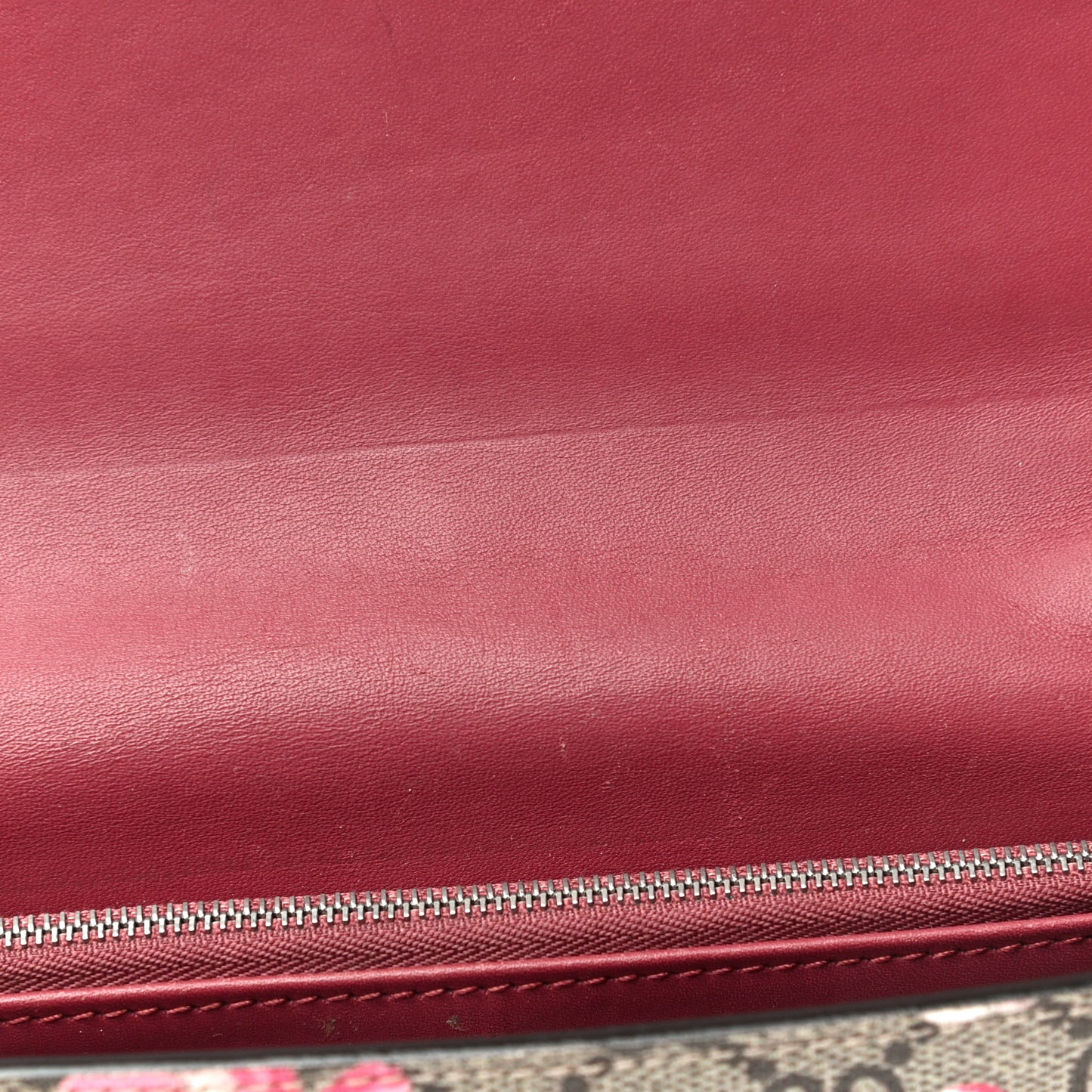 GG Supreme Monogram Blooms Chain Wallet Beige Multicolor Dry Rose