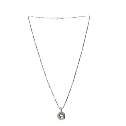 David Yurman Sterling Silver Diamond Morganite 7mm Petite Albion Pendant Necklace 3 of 6