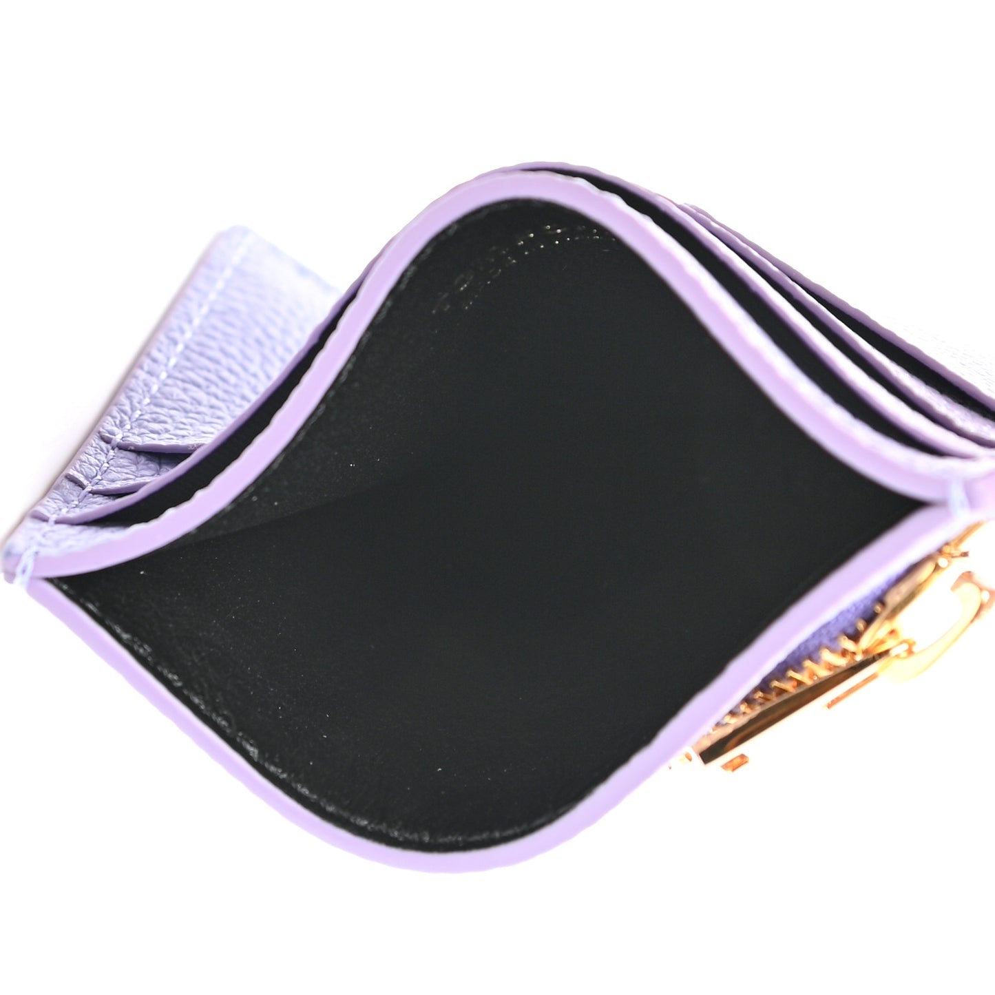 Grained Calfskin Card Holder Purple