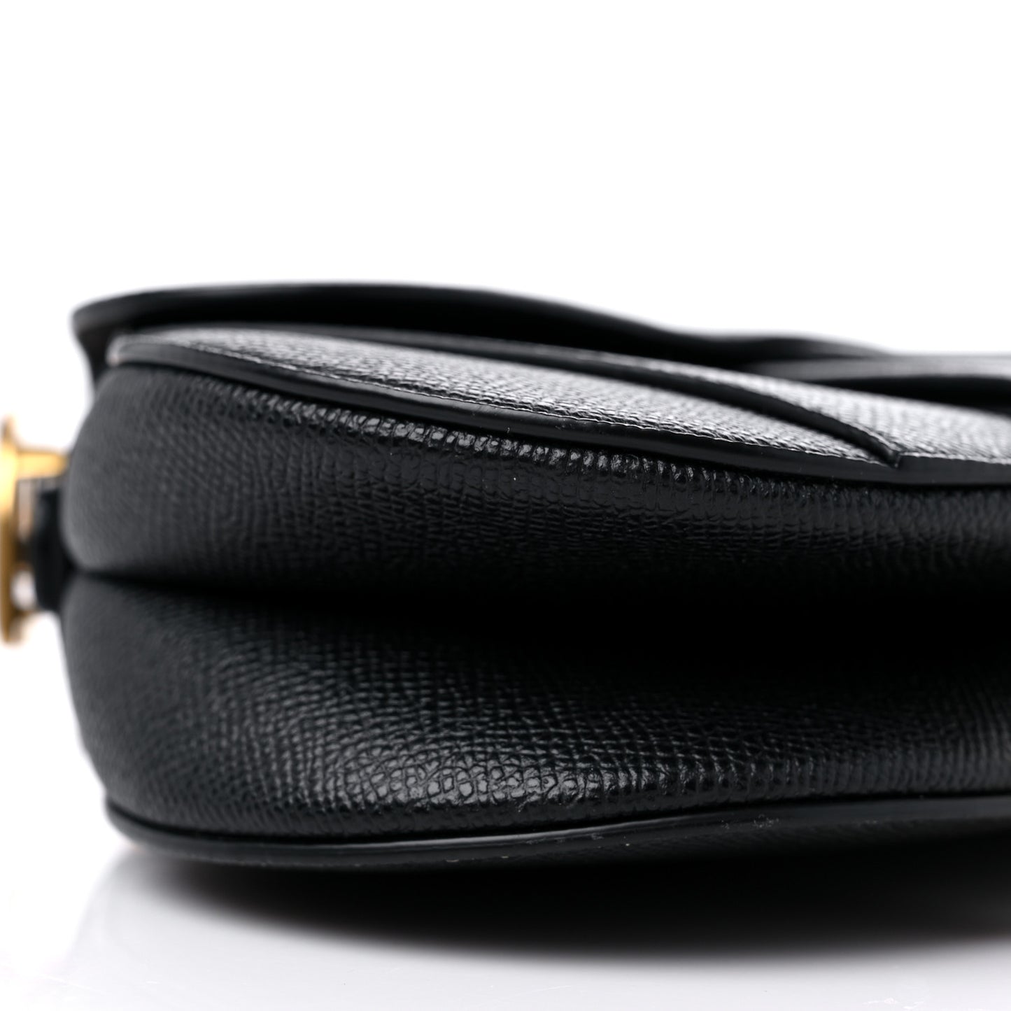 Grained Calfskin Mini Saddle Bag Black