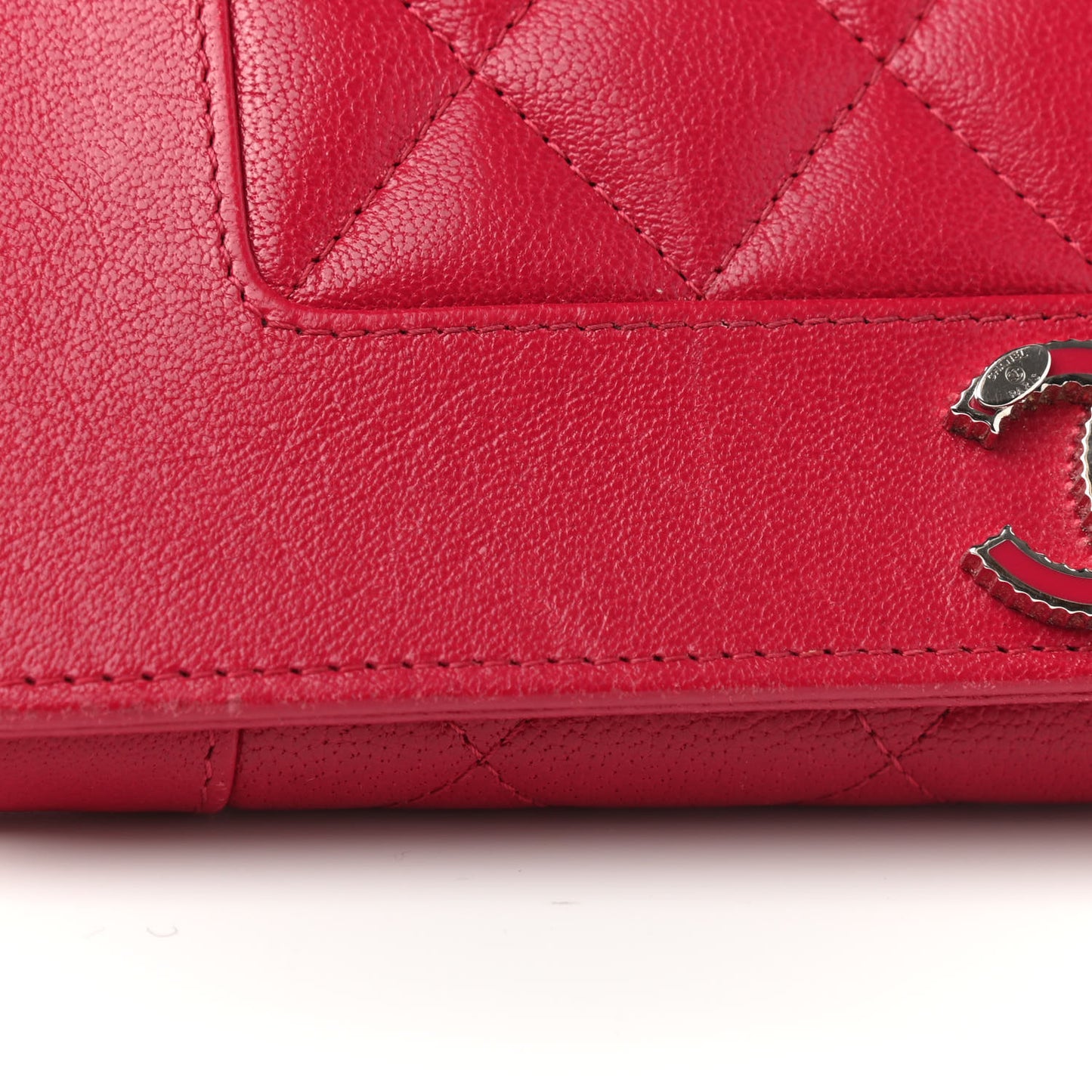 Sheepskin Quilted Mademoiselle Vintage Flap Wallet Dark Pink