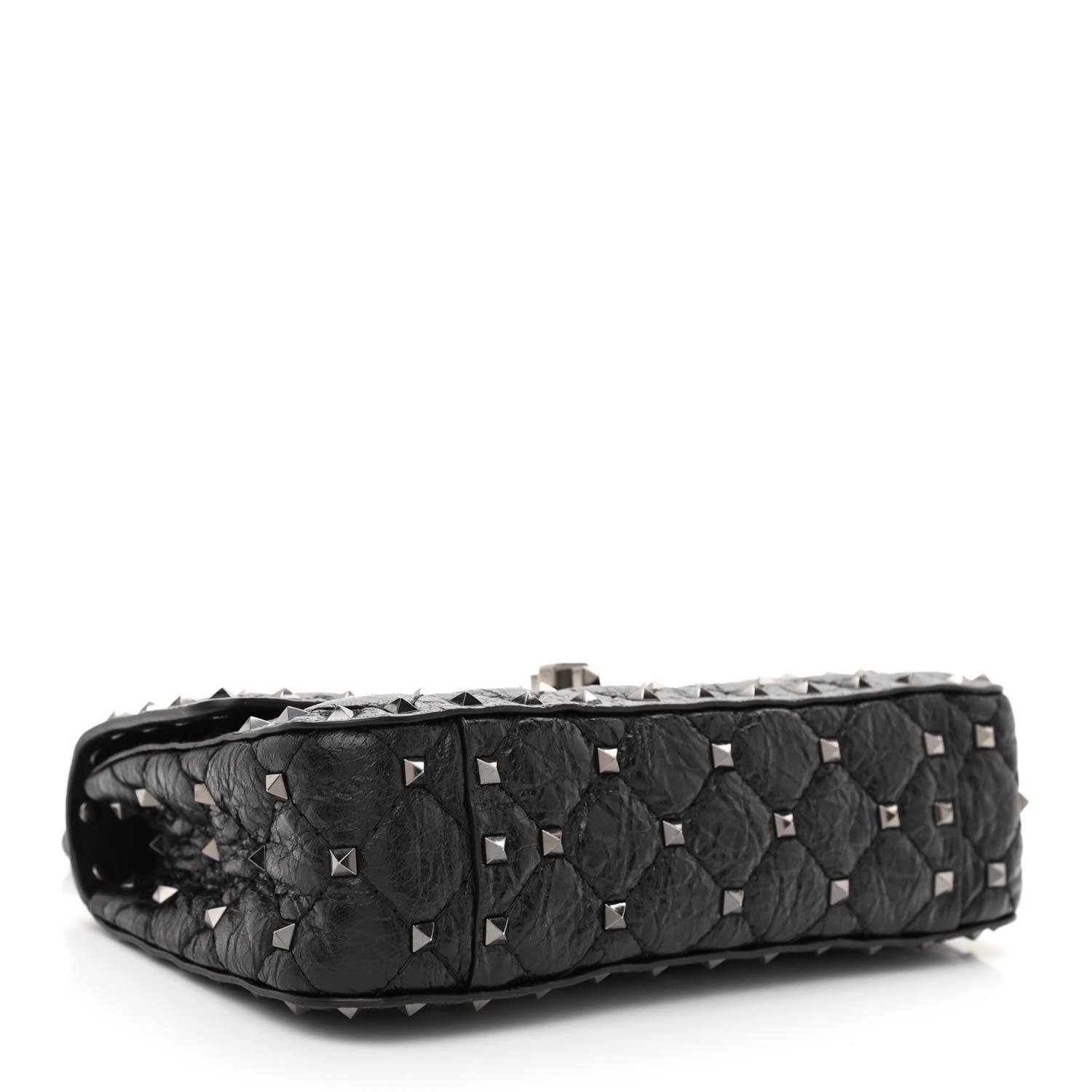 Valentino Garavani Craquele Nappa Small Rockstud Spike Shoulder Bag Black 3 of 6