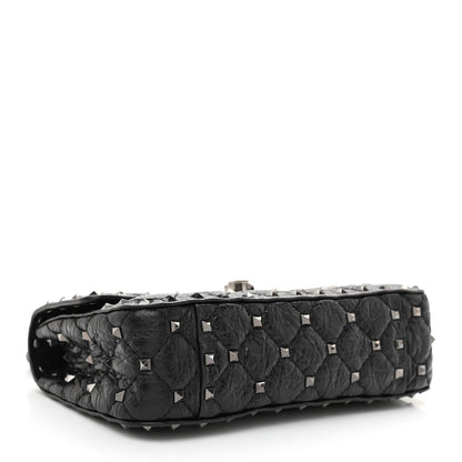 Valentino Garavani Craquele Nappa Small Rockstud Spike Shoulder Bag Black 3 of 6