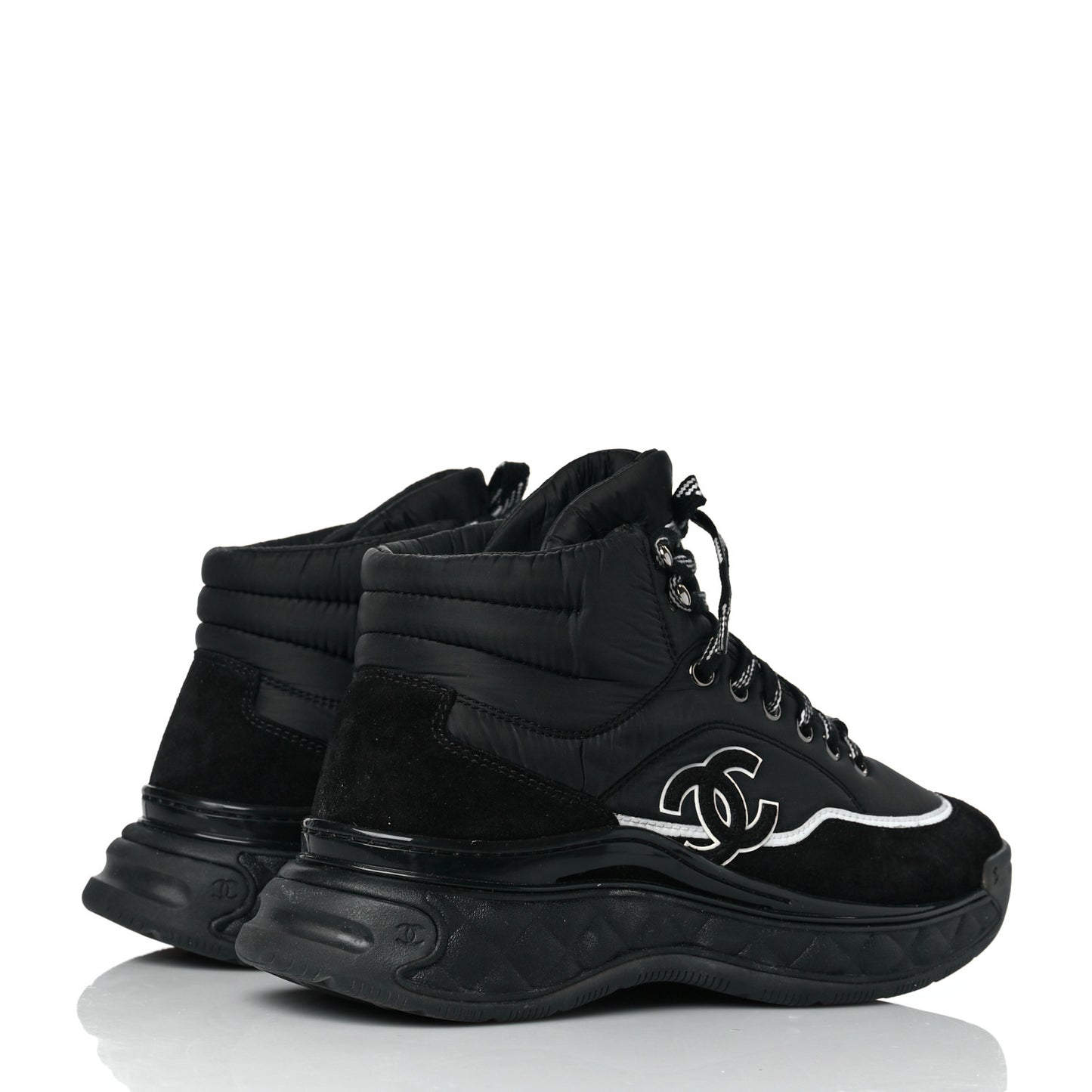 Fabric Calfskin Suede Womens CC Sneakers 38 Black