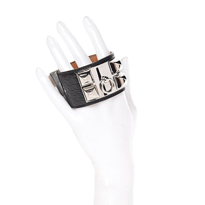 Hermes Shiny Alligator Collier de Chien CDC Bracelet S Black 2 of 7