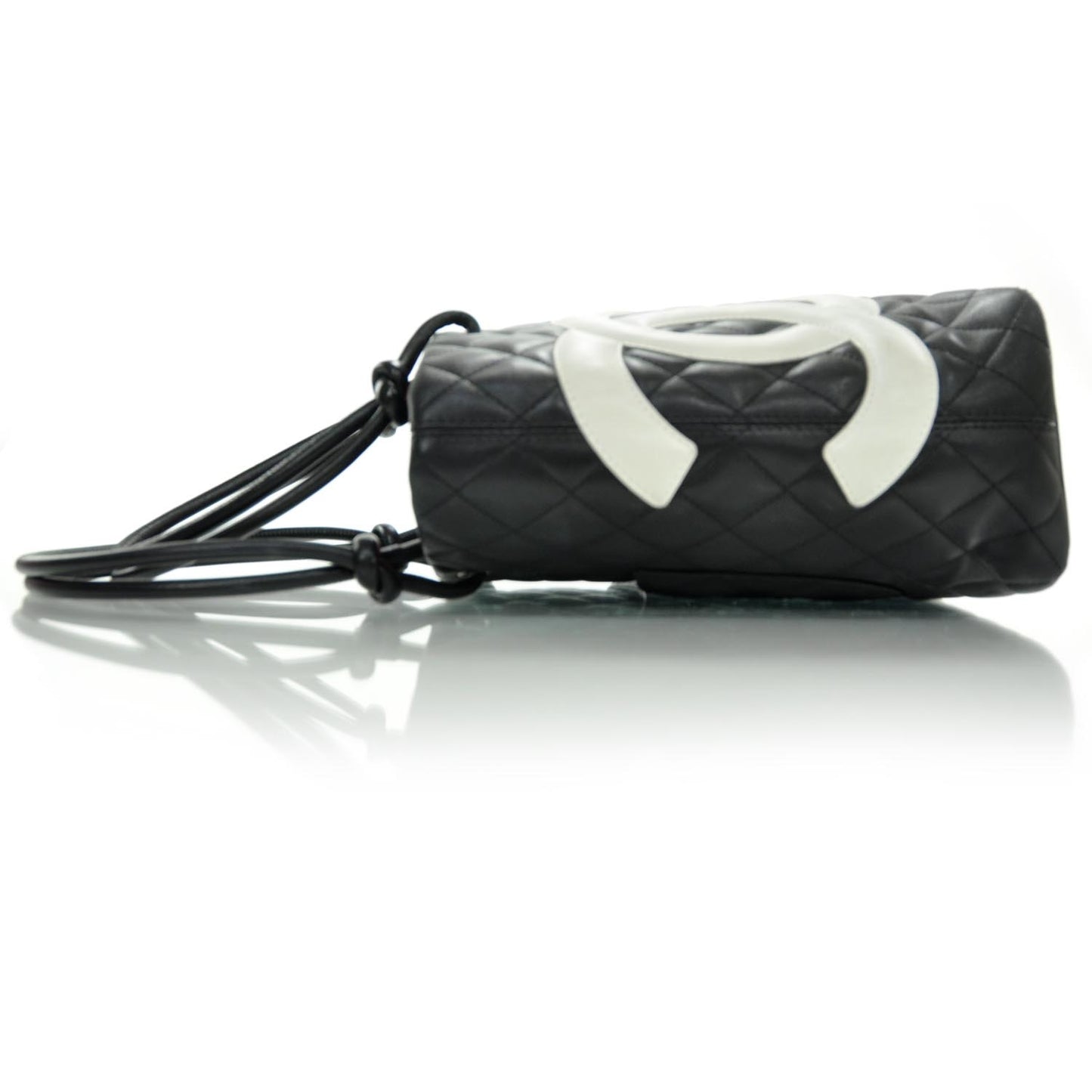 Calfskin Quilted Medium Cambon Tote Black White
