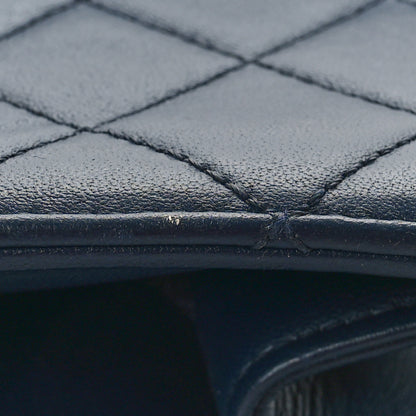 Chanel Sheepskin Quilted Small Beauty Lock Shopping Tote Navy Blue 10 of 11