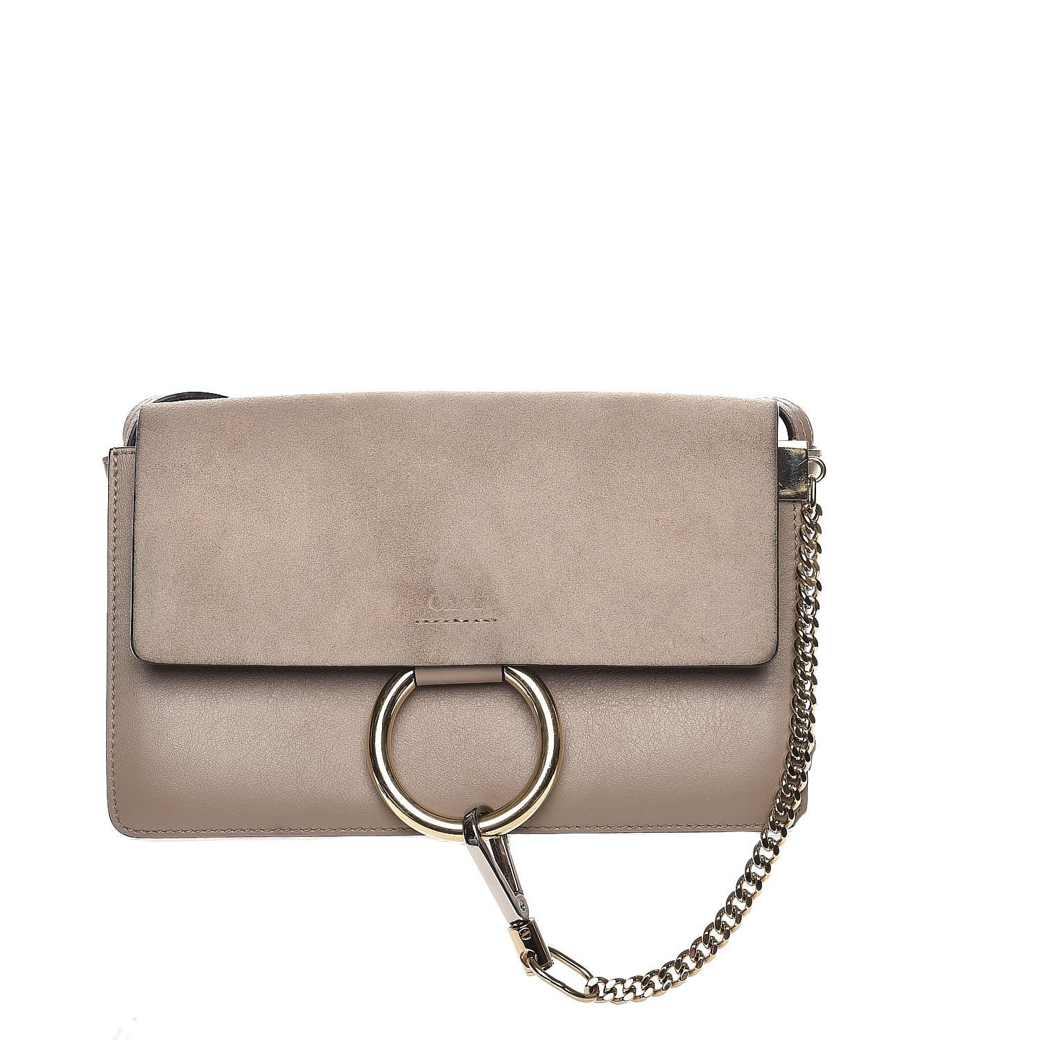 Chloe Suede Calfskin Small Faye Shoulder Bag Motty Grey 1 of 7
