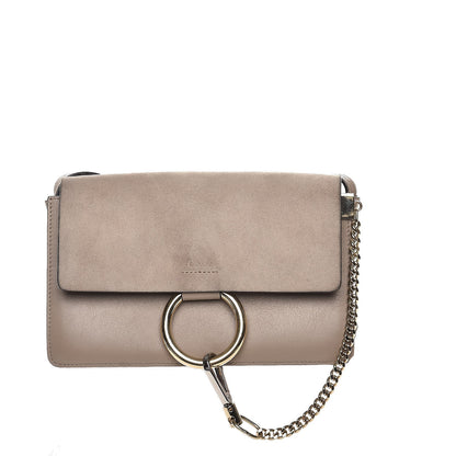 Chloe Suede Calfskin Small Faye Shoulder Bag Motty Grey 1 of 7
