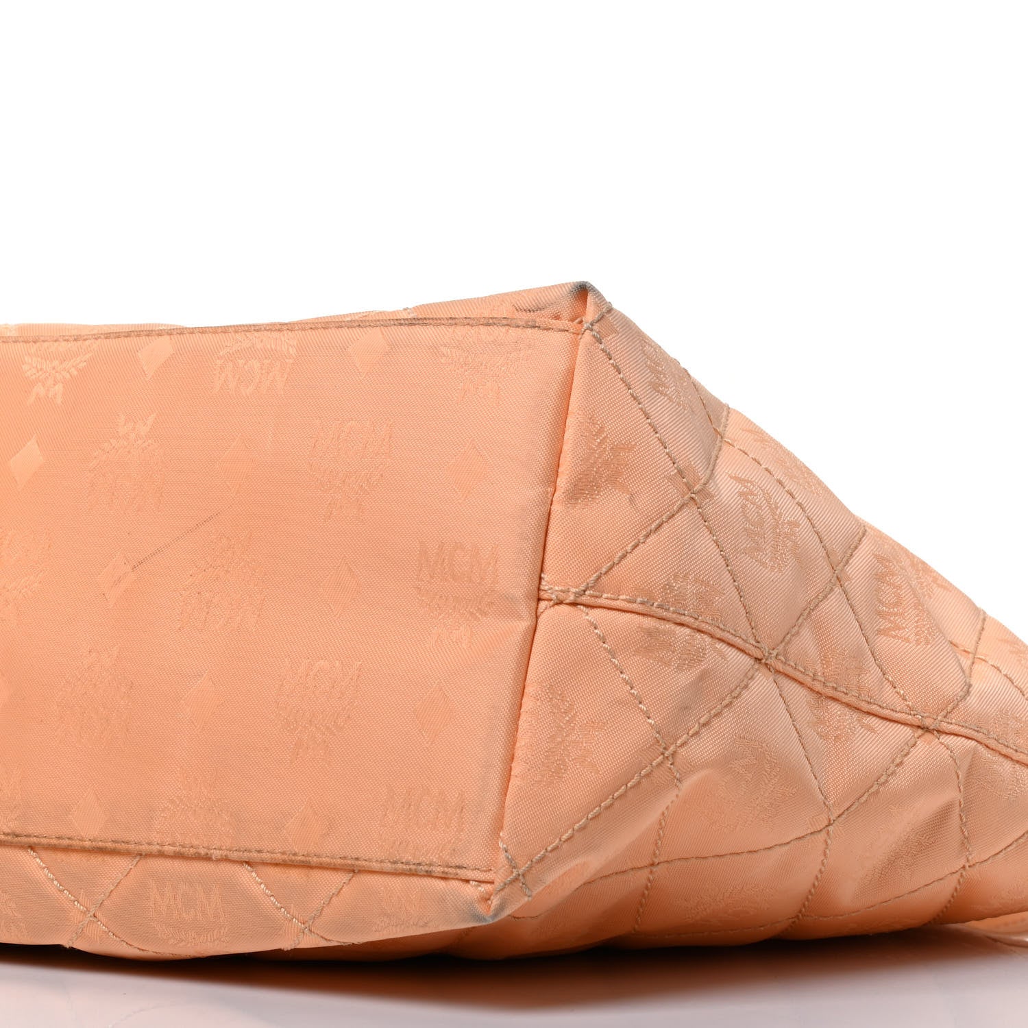 MCM Nylon Monogram Quilted Shopper Tote Peach 8 of 8