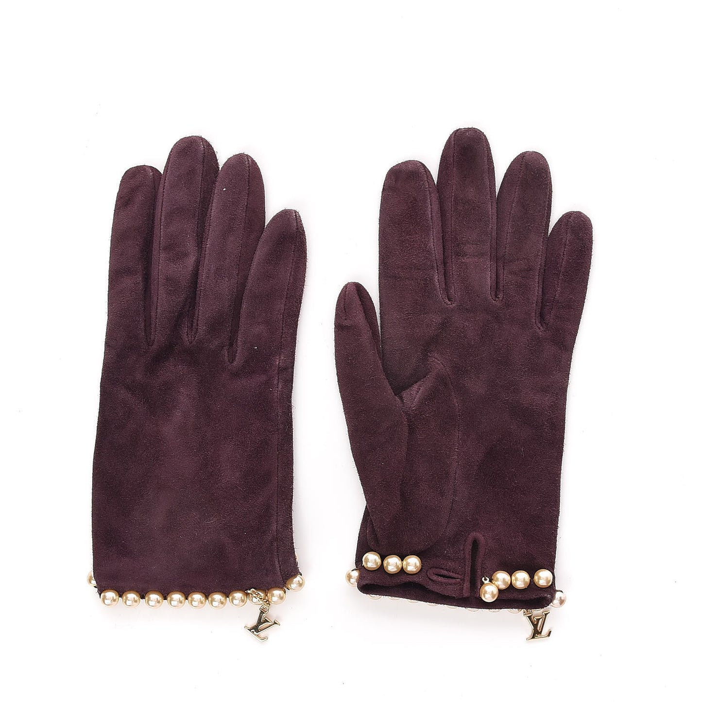 Suede Pearl Gloves M Bordeaux