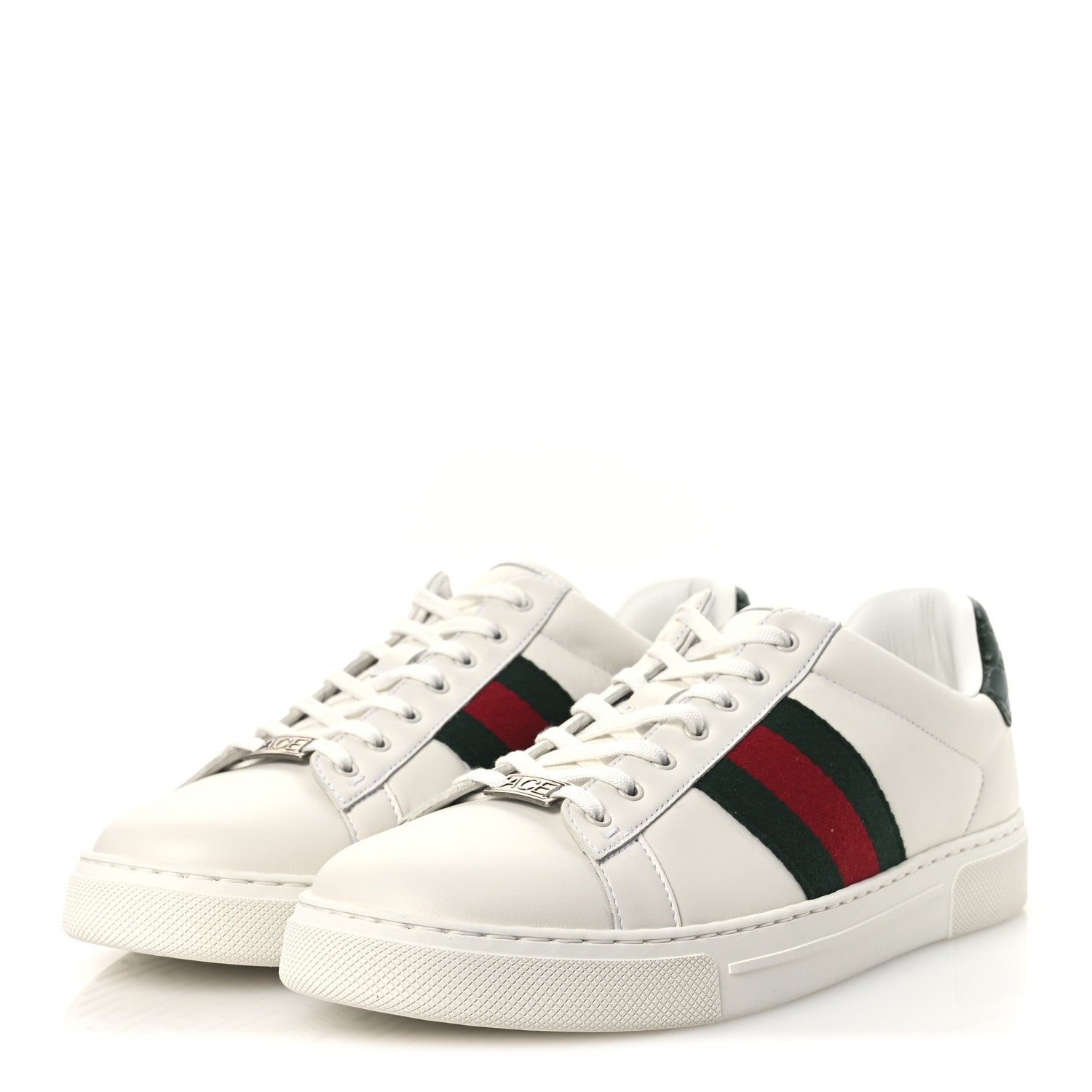 Gucci Ultralight Plume Calfskin Web Mens New Ace Sneakers 9 Green Ace 4 of 11