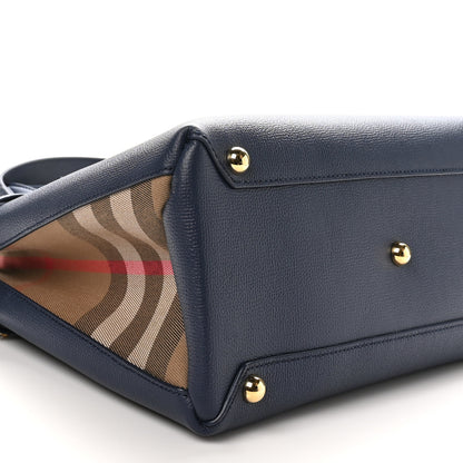 Burberry Derby Calfskin Vintage Check Medium Banner Tote Regency Blue 8 of 10