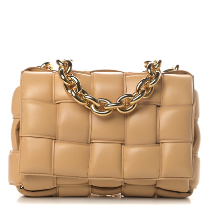 Bottega Veneta Lambskin Maxi Intreccio Padded Chain Cassette Crossbody Bag Almond 1 of 11