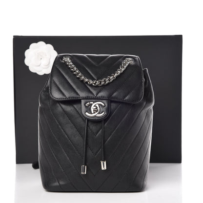 Chanel Calfskin Mini Coco Chevron Backpack Black 8 of 8