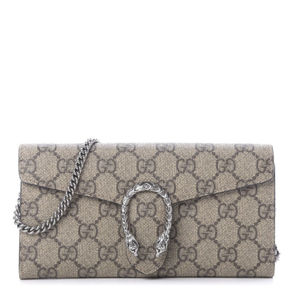 Gucci GG Supreme Monogram Dionysus Chain Clutch Wallet Beige Taupe 1 of 9
