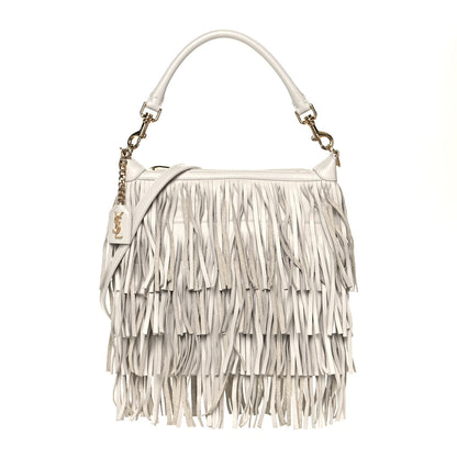 Saint Laurent Calfskin Small Emmanuelle Fringe Hobo Bag White 1 of 12