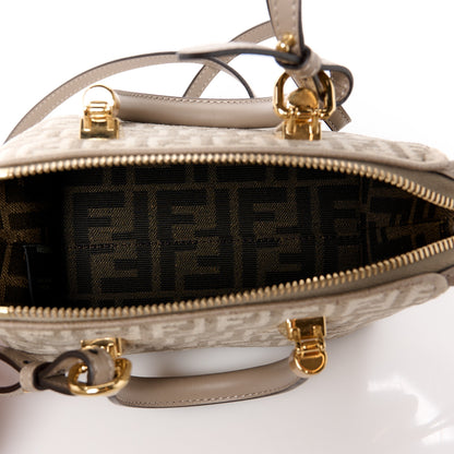 Fendi Chenille Vitello Micro FF Mini By The Way Top Handle Boston Bag Tortora Nuvola 5 of 10