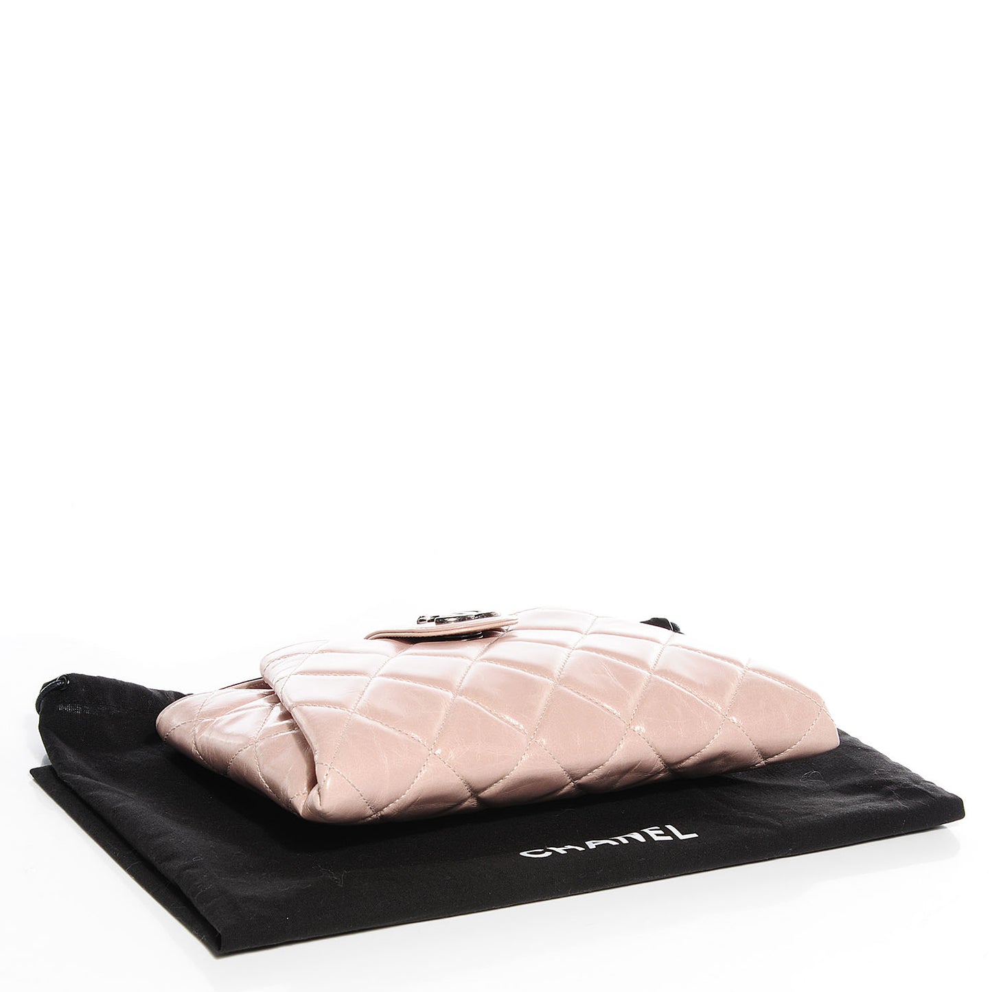 Glazed Calfskin Duo Color Clutch Light Pink