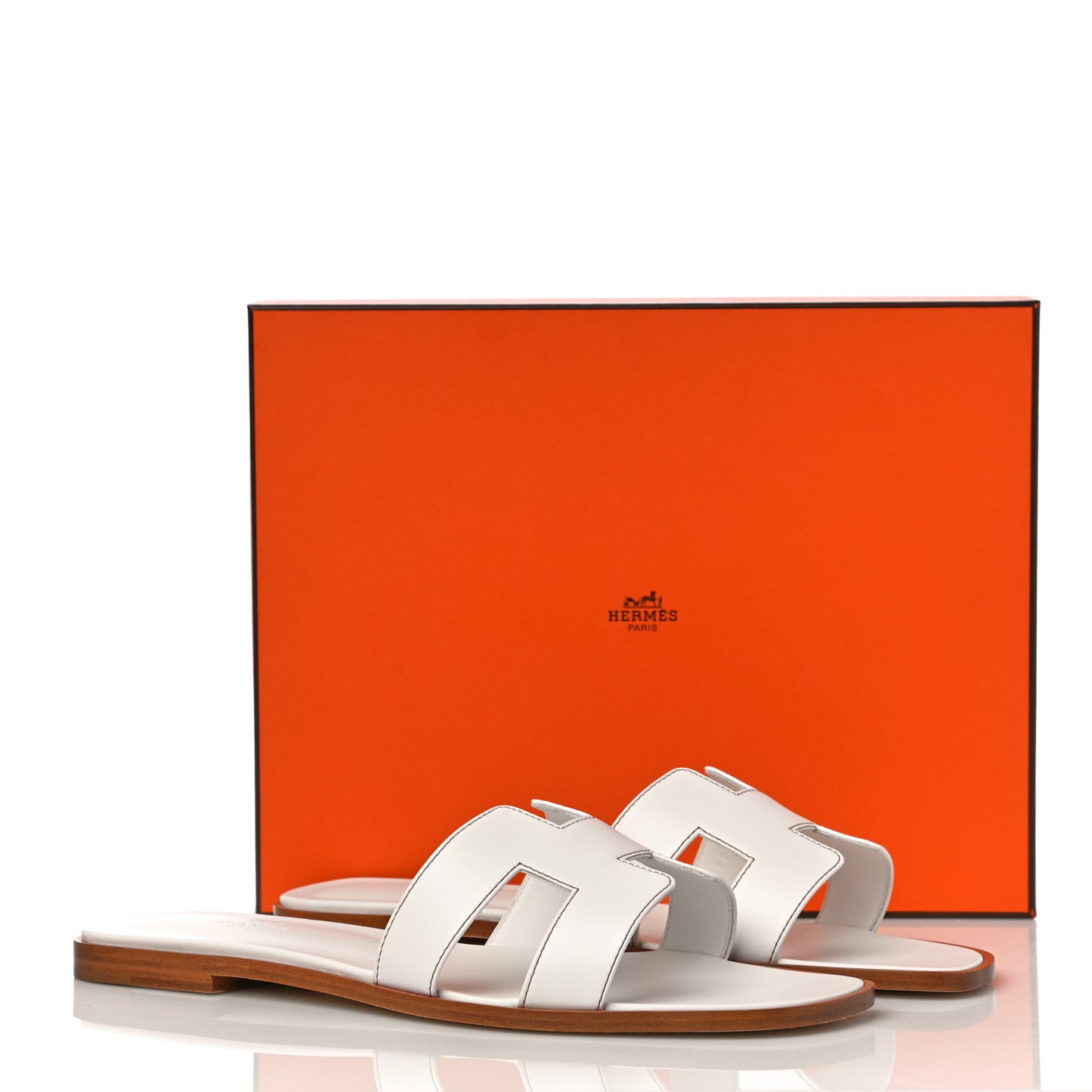 Box Calfskin Oran Sandals 41 White