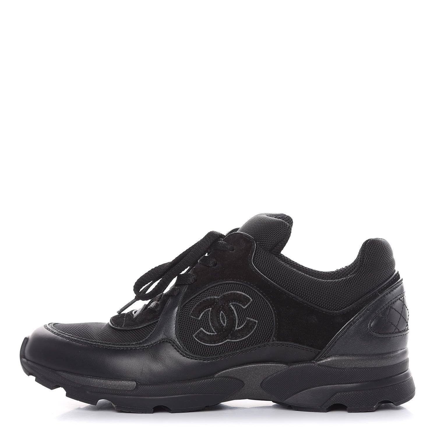Chanel Toile Suede Calfskin CC Sneakers 39 Black 1 of 11