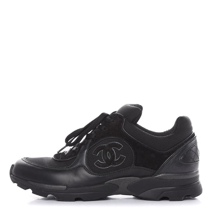 Chanel Toile Suede Calfskin CC Sneakers 39 Black 1 of 11