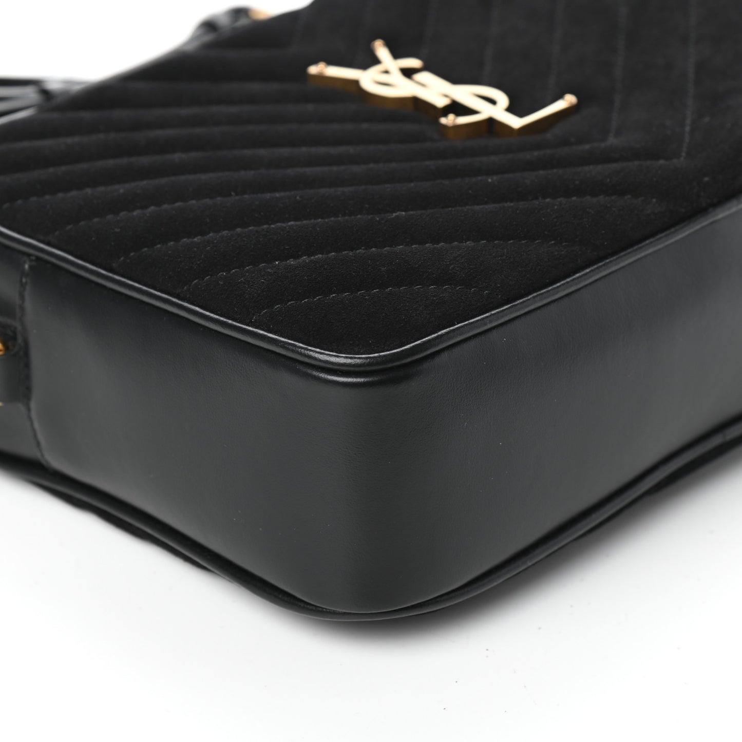 Suede Calfskin Monogram Lou Camera Bag Black
