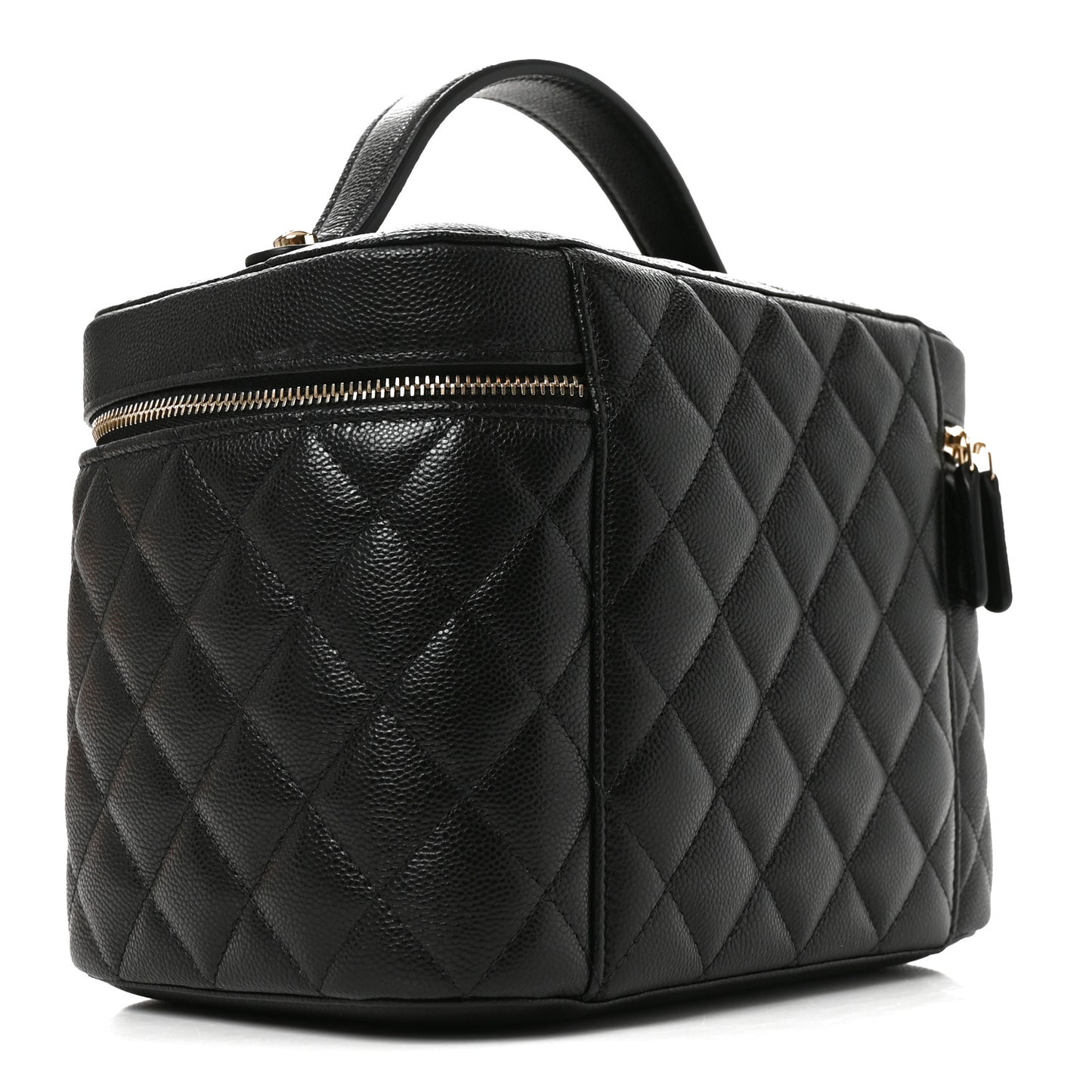 Caviar Quilted Large Vanity Pouch Black