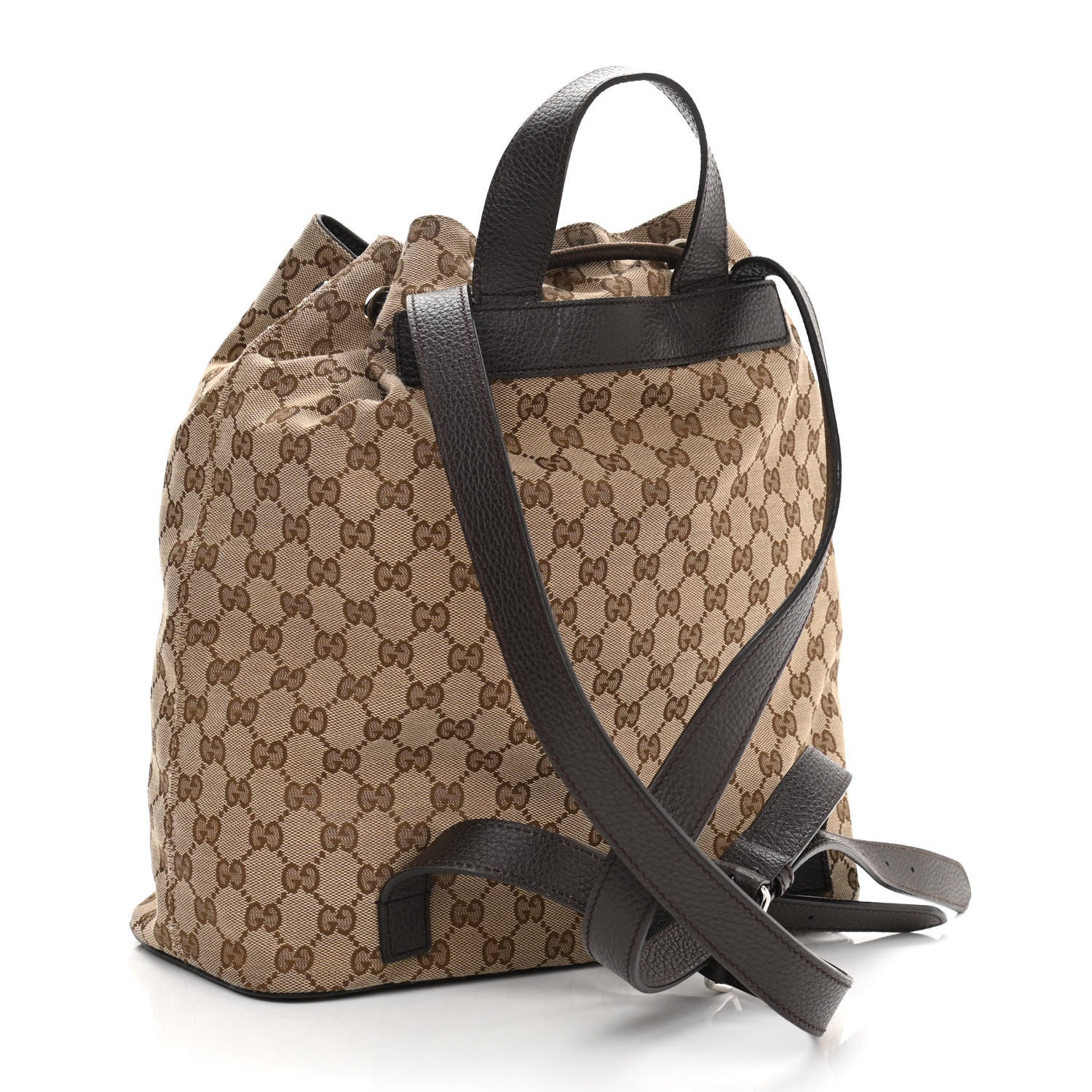 Gucci Monogram Dollar Calfskin O Drawstring Backpack Beige Ebony Testa di Moro Dark Chocolate 3 of 10