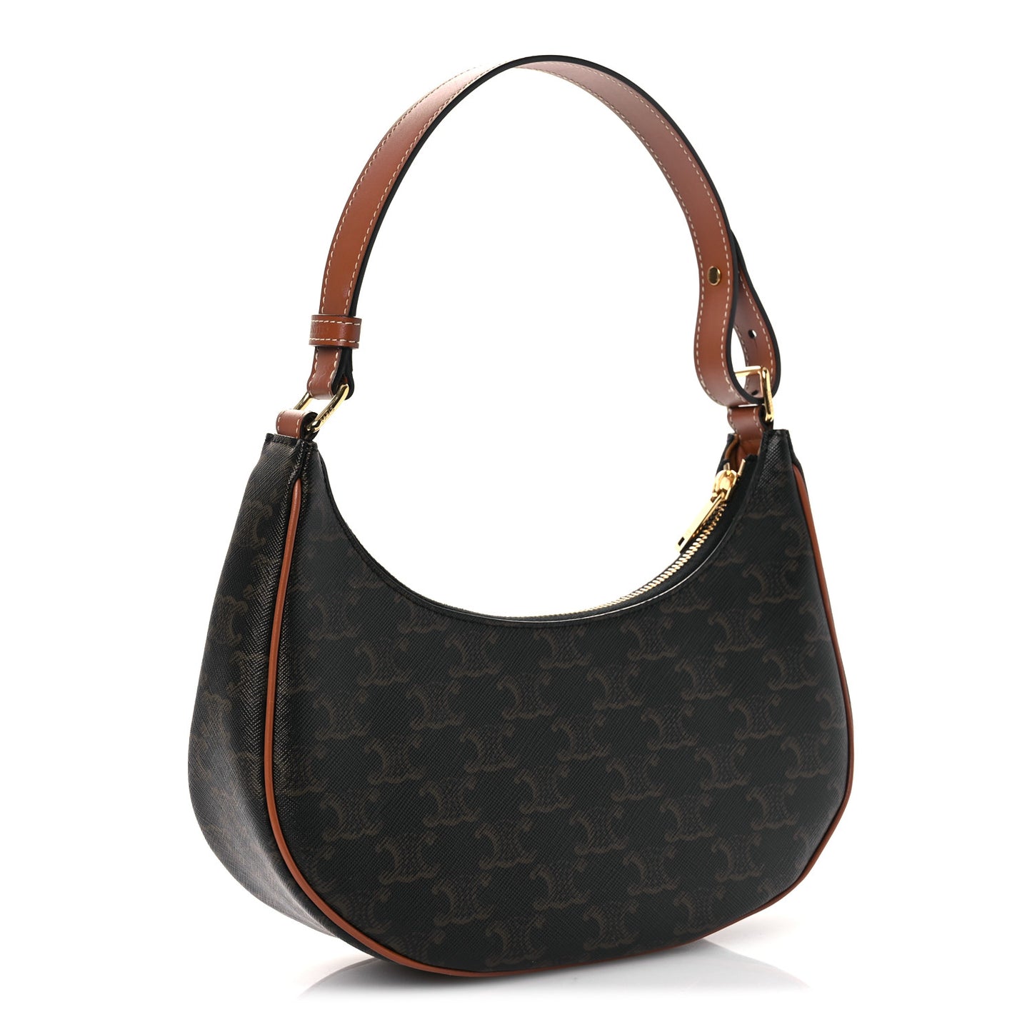 Triomphe Canvas Calfskin Ava Shoulder Bag Tan