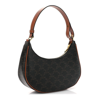 Celine Triomphe Canvas Calfskin Ava Shoulder Bag Tan 3 of 12