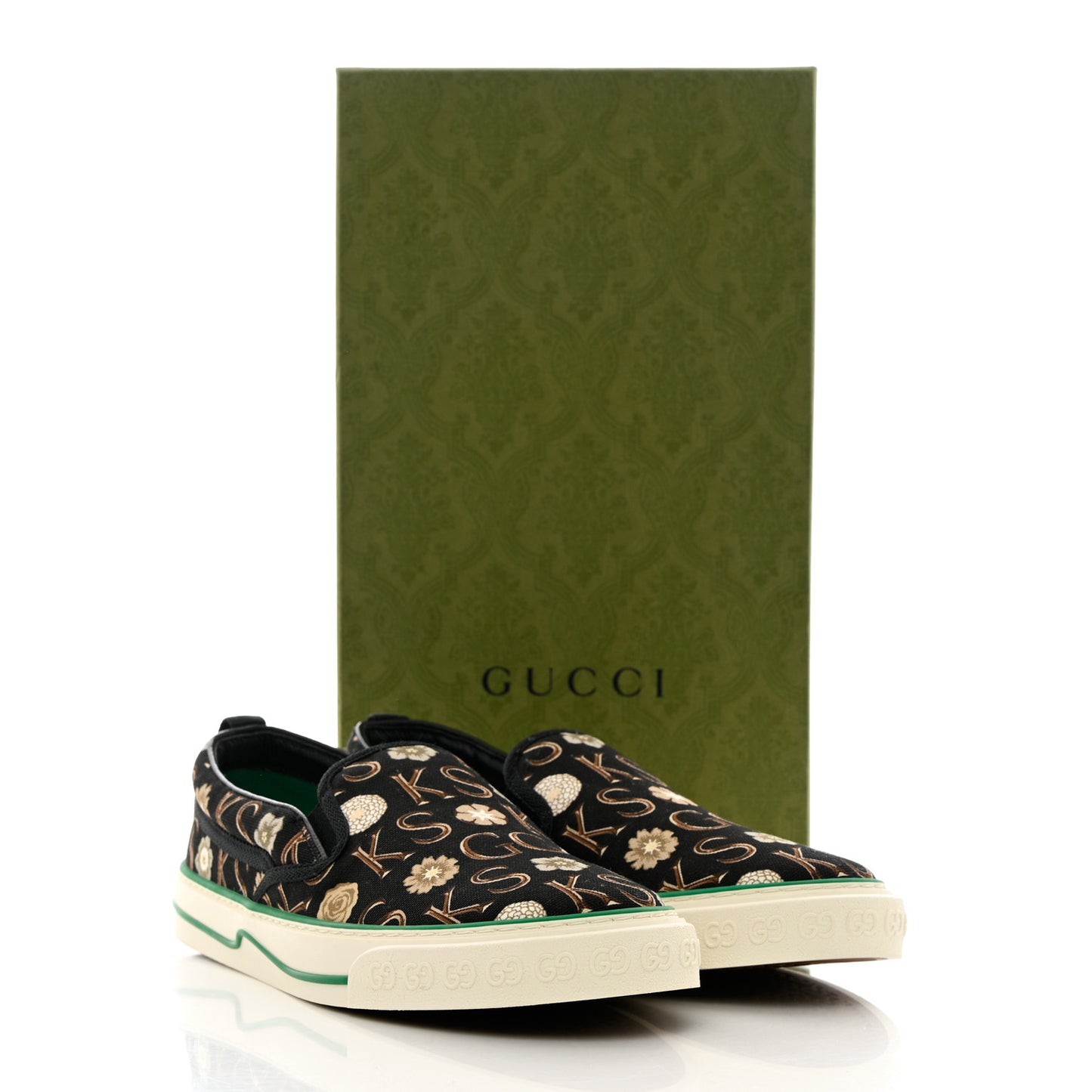 X KEN SCOTT Canvas Floral Print Mens Tennis 1977 Slip On Sneakers 9.5 Black Ivory