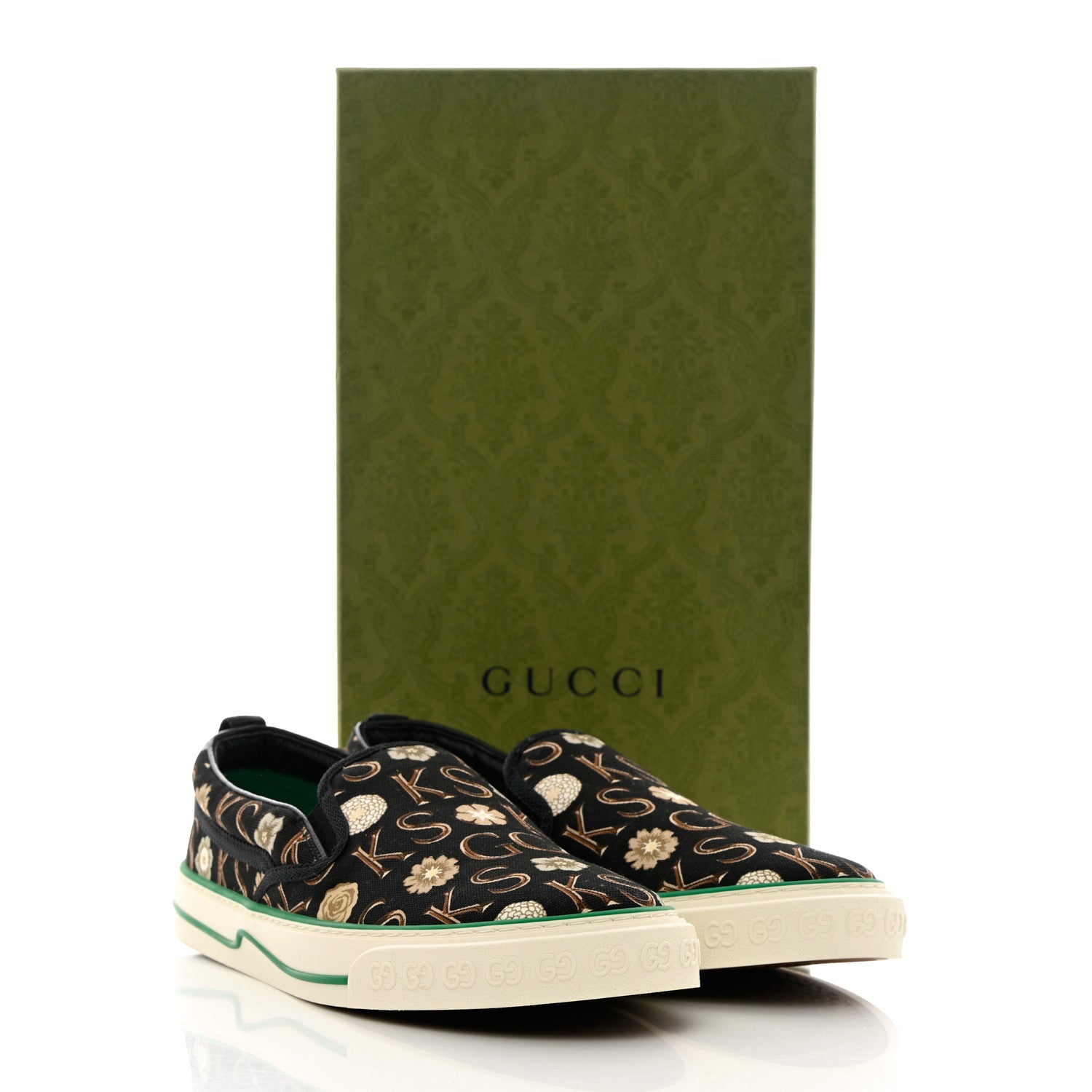 Gucci X KEN SCOTT Canvas Floral Print Mens Tennis 1977 Slip On Sneakers 9.5 Black Ivory 8 of 8