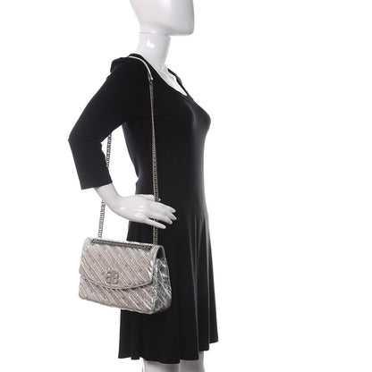 Balenciaga Calfskin Logo Matelasse M BB Round Shoulder Bag Silver 2 of 13