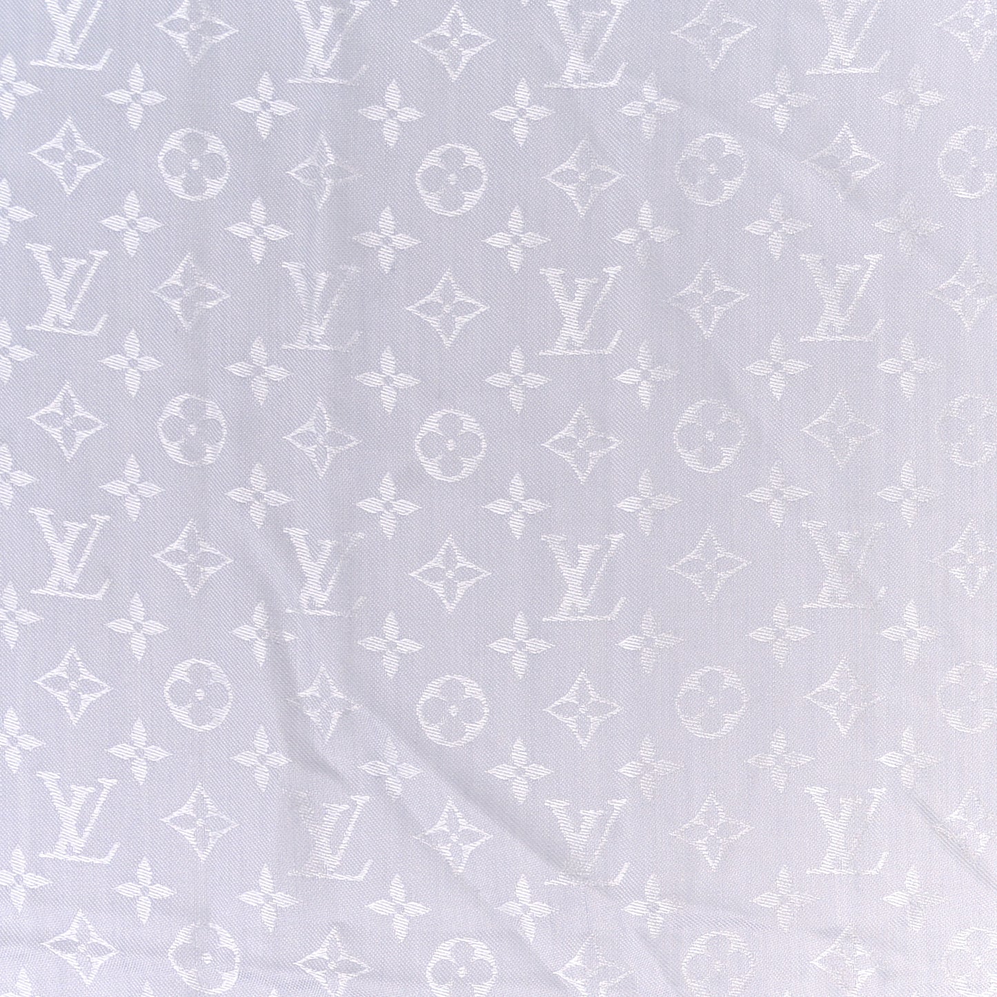Wool Silk Monogram Denim Shawl Pearl Grey