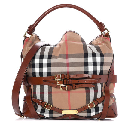 Burberry House Check Bridle Calfskin Medium Gosford Hobo Dark Tan 1 of 12