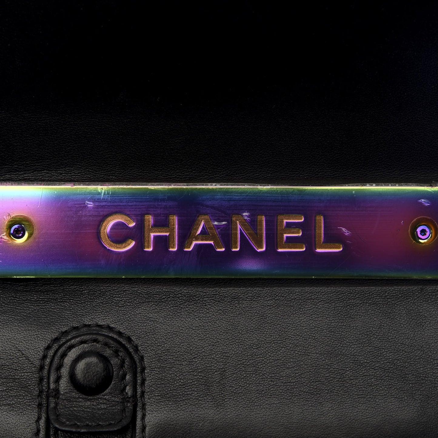 Lambskin LED Iridescent Metal Small Boy Flap Black Multicolor
