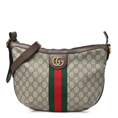 Gucci GG Supreme Monogram Web Small Ophidia Half Moon Hobo Brown Brown 1 of 10